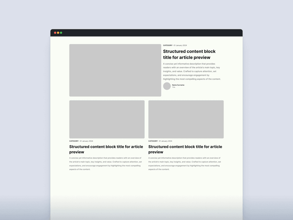 Blog wireframes