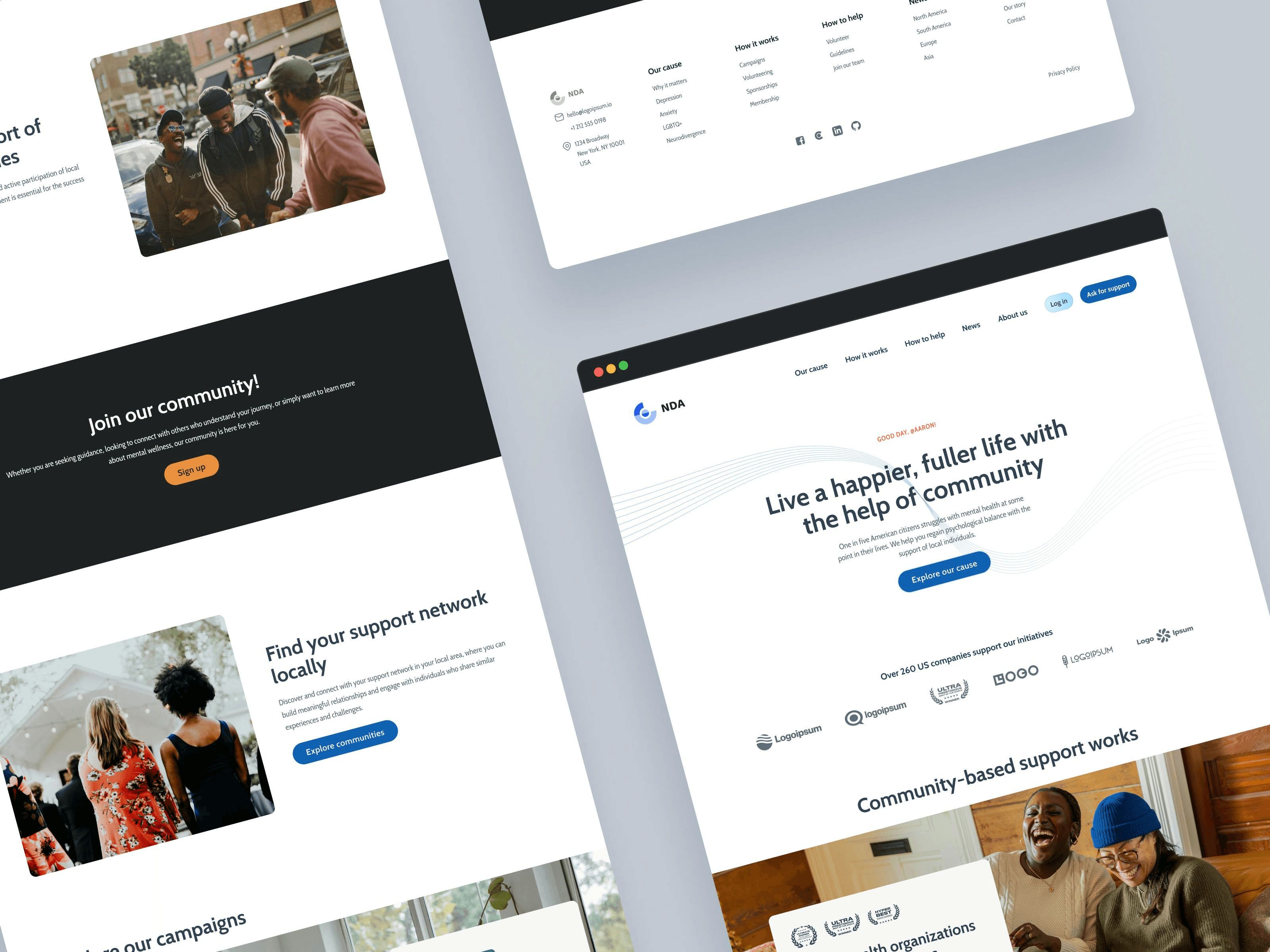 Landing page web design screenshots